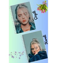Billie elish defter seti 2 adet A4 boyutu 21*30 çizgili + kareli 60 syf