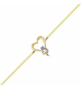 Altın Zincir Bileklik Kalp Tektaş 14K Gold (Çok Renkli)