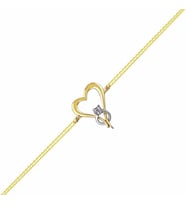 Altın Zincir Bileklik Kalp Tektaş 14K Gold (Çok Renkli)