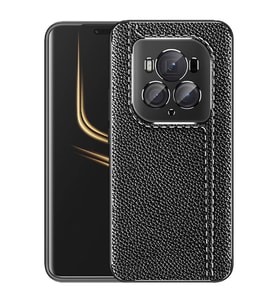 Honor Magic 6 Pro Kılıf Deri Desenli Kamera Korumalı Silikon (Siyah)