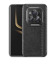 Honor Magic 6 Pro Kılıf Deri Desenli Kamera Korumalı Silikon (Siyah)