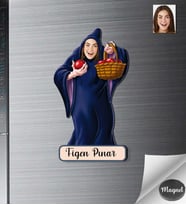 Kişiye Özel Cadı Kadın Ahşap Magnet -1