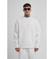 ERKEK Bisikilet Yaka 3 plik Pamuklu SweatShirt - Beyaz