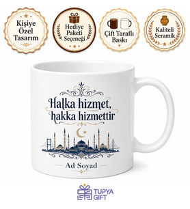 Belediye Başkanına Hediye İsimli Kupa Bardak Özel Tasarım Baskılı