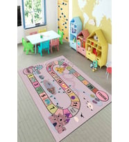 Pembe Kaymaz Taban Bulmacalı Oyun Halısı Çocuk Halısı KD125