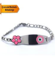 Bebek Bileklik Çelik Pembe Nazar Boncuklu ModelBLK-959 (Beyaz)