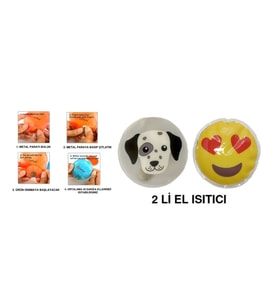 KALP EMOJİ,KÖPEK CEP SOBASI,EL ISITICI,2 ADET SICAK SU TORBASI PVC  9cm