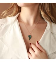 Yaprak Model Zirkon Taşlı Rose Gold Kaplama Gümüş Kolye