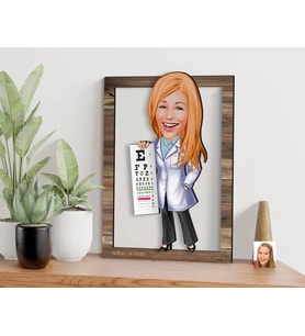 BK Gift Kişiye Özel Kadın Göz Doktoru Karikatürlü 3D Ahşap Tablo, Sevgiliye Hediye, Arkadaşa Hediye, Yıl Dönümü Hediyesi, Doğum Günü Hediyesi-1