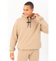 Maraton Oversize Erkek Kapüşonlu Açık Vizon Sweatshirt