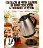 Kettle Su Isıtıcı C F Priz Uyumlu 220 - 240 V Paslanmaz Çelik Kablolu
