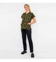 Unisex  Radyoloji Desenli Likralı Radyolog Emar Cerrahi Üniforma Takım (Siyah)