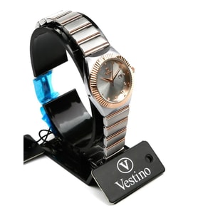 VESTİNO Kristal Cam Bayan Kol Saati (Lacivert)