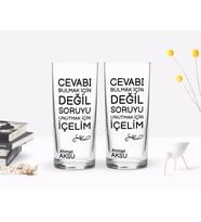 BK Gift Kişiye Özel Renkli Baskılı Cevabı Bulmak İçin Değil Tasarımlı İkili Rakı Bardağı Seti-1 (Beyaz)