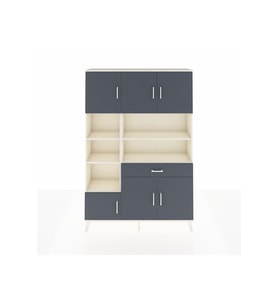 Arges Dolap 10 Raflı Tek Çekmeceli 6 Kapaklı 132x30x195 Aytaşı-Antrasit/Antrasit