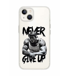 Iphone 14 Plus Uyumlu Arnold Fitness Never Give Up Desenli Şeffaf Telefon Kılıfı