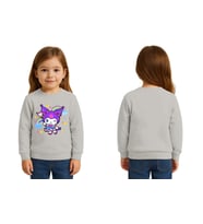 Unisex Kuromi Baskılı Çocuk Swaetshirt 3 İplik Şardonlu (Gri)