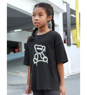 Çocuk Unisex Baskılı T-Shirt - Siyah