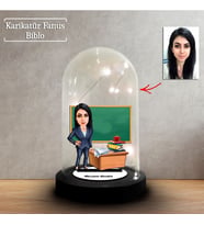Kişiye Özel Karikatür Kadın Öğretmen Tasarımlı Fanus Biblo, Öğretmene Hediye, Öğretmenler Günü, Öğretmenler Günü Hediyesi,, FN234