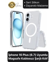 Premium Apple İphone 16 Plus 6.7 inç Uyumlu Kablosuz Şarj Destekli Sert Silikon Şeffaf Kılıf Magsafe