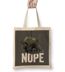 French Bulldog Nope 02 Bez Çanta Uzun Saplı