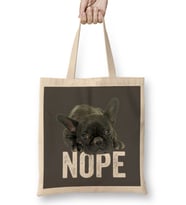 French Bulldog Nope 02 Bez Çanta Uzun Saplı