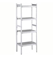 Electrolux Professional Düz Etejer Seti, Aluminyum Ayaklı, 4 Raflı, Her Raf Demonte Polietilen Tabletlerden Oluşur, Tabletler Bulaşık Makinesinde Yıkanabilir - 475x1037 Mm, H=1700 Mm BLS1038