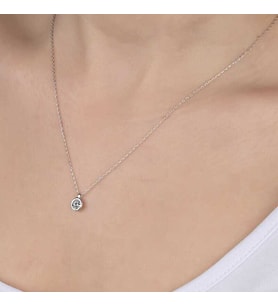 Ucarticaret S-warovski Taşlı Gümüş Tektaş Bayan Kolye