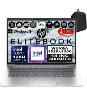 HP Elitebook 640 G11 Intel Core Ultra 5 125U Ddr5 24GB 512GB SSD Intel® Aı Boost 14" Wuxga IPS Windows 11 Pro Taşınabilir Bilgisayar 9Y7L3ETP05 + Zetta Çanta