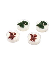 Yılbaşı 4lü Spice Orange Kokulu Kozalak ve Geyik Temalı Tealight Mum Seti (Ekru)