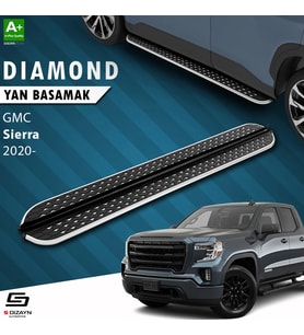 S-Dizayn GMC Sierra 5 Uzun Şase Diamond Krom Yan Basamak 253 Cm 2020 Üzeri A+ Kalite