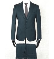 Jan Carlucci Slim Fit Sivri Yaka-Çift Yırtmaç Yeşil Drop 6 Yelekli Takım Elbise
