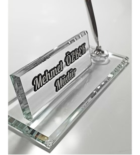 Kristal Masa İsimliği Kalemli Ofis Hediyesi  M1001HR-SLV