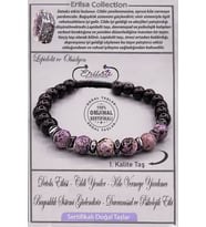 Sertifikalı AAA+ Kalite Gerçek Obsidyen - Lepidolit Taşı Bileklik - Ayarlamalı (Mor)