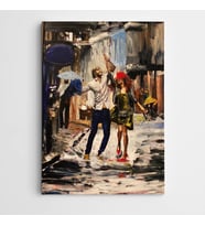Sokakta Sevgililer Modern Sanat Kanvas Tablo