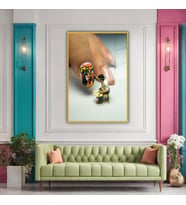Metal Çerçeveli Cam Tablo Güzellik Merkezi Tablosu Nail Art (Gold)