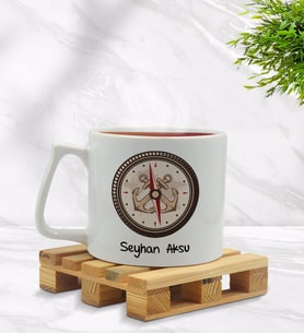 BK Gift Kişiye Özel Pusula Tasarımlı Middle Beyaz Kupa Bardak Model 1