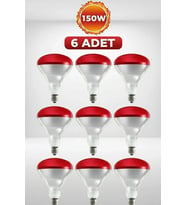 (6 Adet) 150w Kızılötesi Isıtıcılı Hayvan Isıtma Ve Kuluçka Lambası (kırmızı Işık) E27 (kalın Duy)