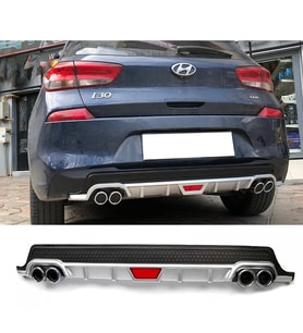 Hyundai i30 Gri Difüzör Difizör Yuvarlak Egzoz Görünüm Kulaklı Tip 2007 - 2021