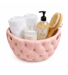Kapitone Tasarımlı Çok Amaçlı Düzenleyici Sepet 17x17x10 cm Banyo Mutfak Organizeri