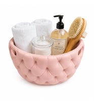 Kapitone Tasarımlı Çok Amaçlı Düzenleyici Sepet 17x17x10 cm Banyo Mutfak Organizeri