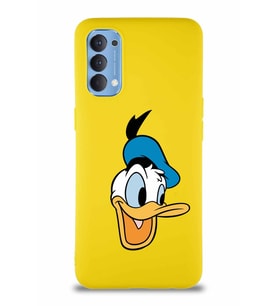 Oppo Reno 4 Soft Premier Kapak Donald Duck-A Tasarımlı Silikon Kılıf - Sarı (Şeffaf)