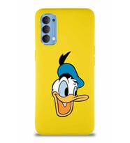 Oppo Reno 4 Soft Premier Kapak Donald Duck-A Tasarımlı Silikon Kılıf - Sarı (Şeffaf)