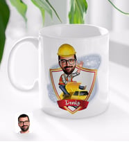 BK Gift Kişiye Özel İsimli Erkek Yol Mühendisi Karikatürlü Beyaz Kupa Bardak-1