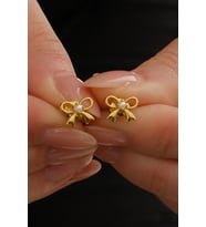 925 ayar gümüş altın yaldızlı incili fiyonk modeli küpe SGTL12829GOLD