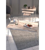 Zigon Sehpa Kr Ve Orta Sehpa Kr Set Gümüş Efes Tel