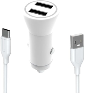 Lexroo Yetty 12W 2 in 1 Araç Şarj Cihazı +1m Type-C Kablo Beyaz YC-30T (Yerli Üretim)