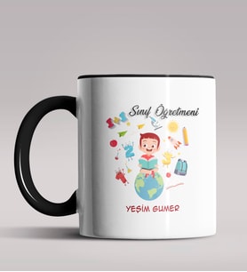 Kişiye Özel Sınıf Öğretmeni Tasarımlı Siyah Renk Kupa Bardak 10 (Siyah)