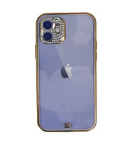 Iphone 12 Kılıf Liva Taşlı Silikon - Mor