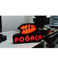 Poğaça Görselli Yazılı Tabela 3D Led Neon Etkili Işıklı Tabela 30X45 CM Tek Taraflı